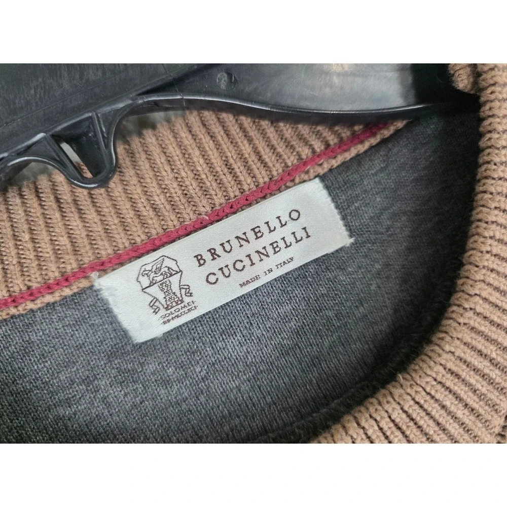 Brunello Cucinelli Ribbed Knit Sweater Mens IT 54 US 44 XL Brown Crested Buttons